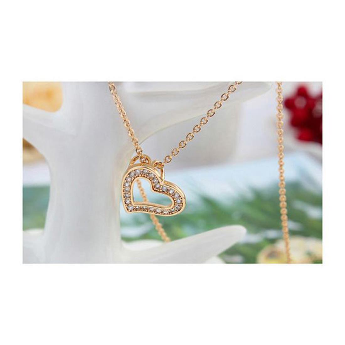 Charles William Love Heart Pendant Necklace With Encrusted Crystal Stones Rose UK BG1305