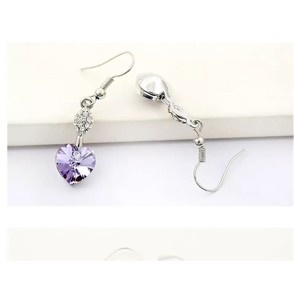 Heart Shaped Dangle Light Purple Earrings Ladies Jewellery from Charles William