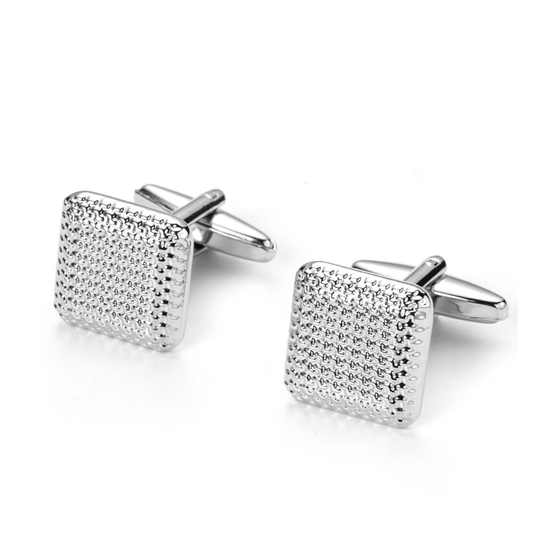 Charles William Elegant Silver Textured Cufflinks Fashion Smart Shirt Cuff LInks Wedding Office