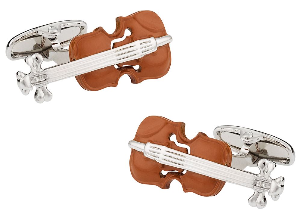 Charles William Music Brown Violin Novelty Cufflinks Wedding Gift Smart Musician Play Fashion UK