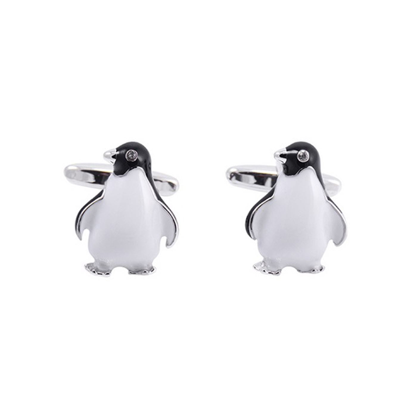 Charles William Novelty Cute Penguin Black White Silver Cufflinks High Quality Gift Office Shirt UK