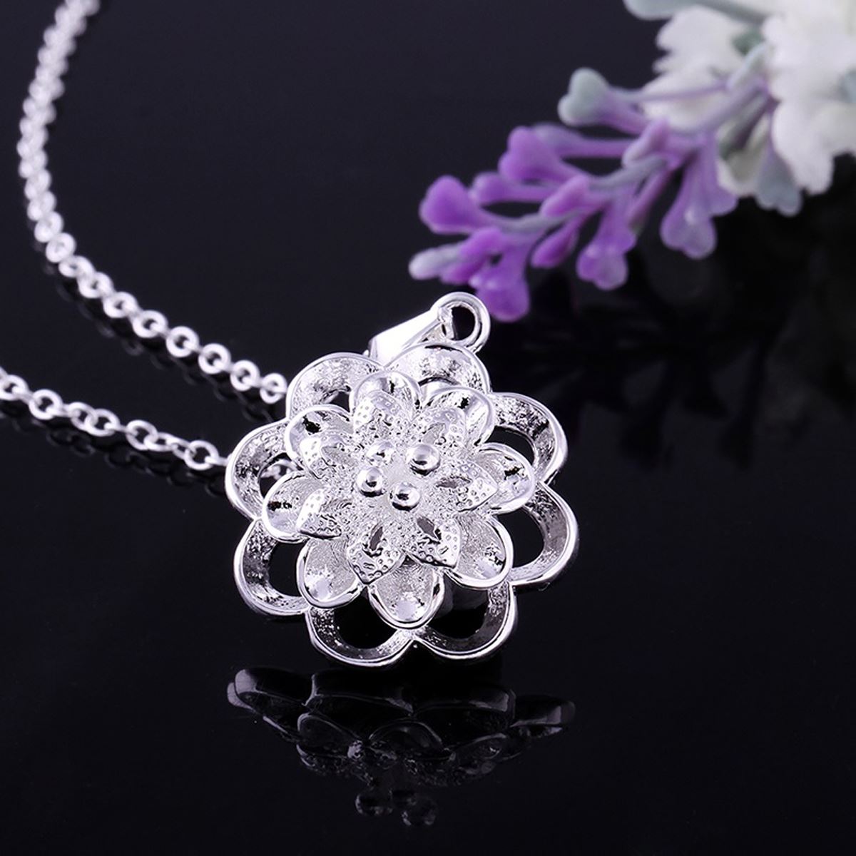 Silver Plated Star Snowflake Pendant Necklace Gift Present For Women Ladies Girls