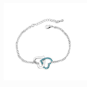 Double Heart Bracelet in Sky Blue