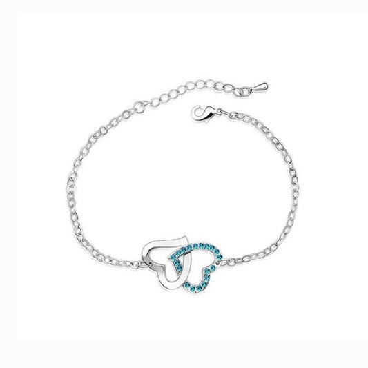 Women's Double Heart Intertwined Love Bracelet Sky Blue ladies Jewellery from Charles William