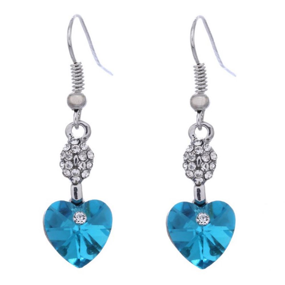 Heart Shaped Dangle Blue Earrings Ladies Jewellery from Charles William