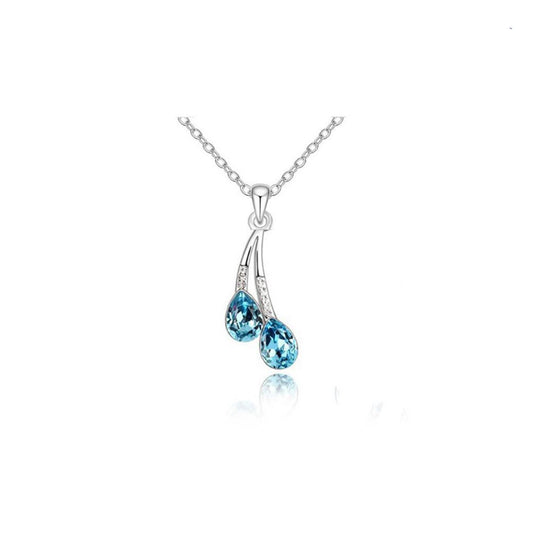 Beautiful Waterdrop Pendant Necklace Jewellery Silver Blue Gift UK Seller