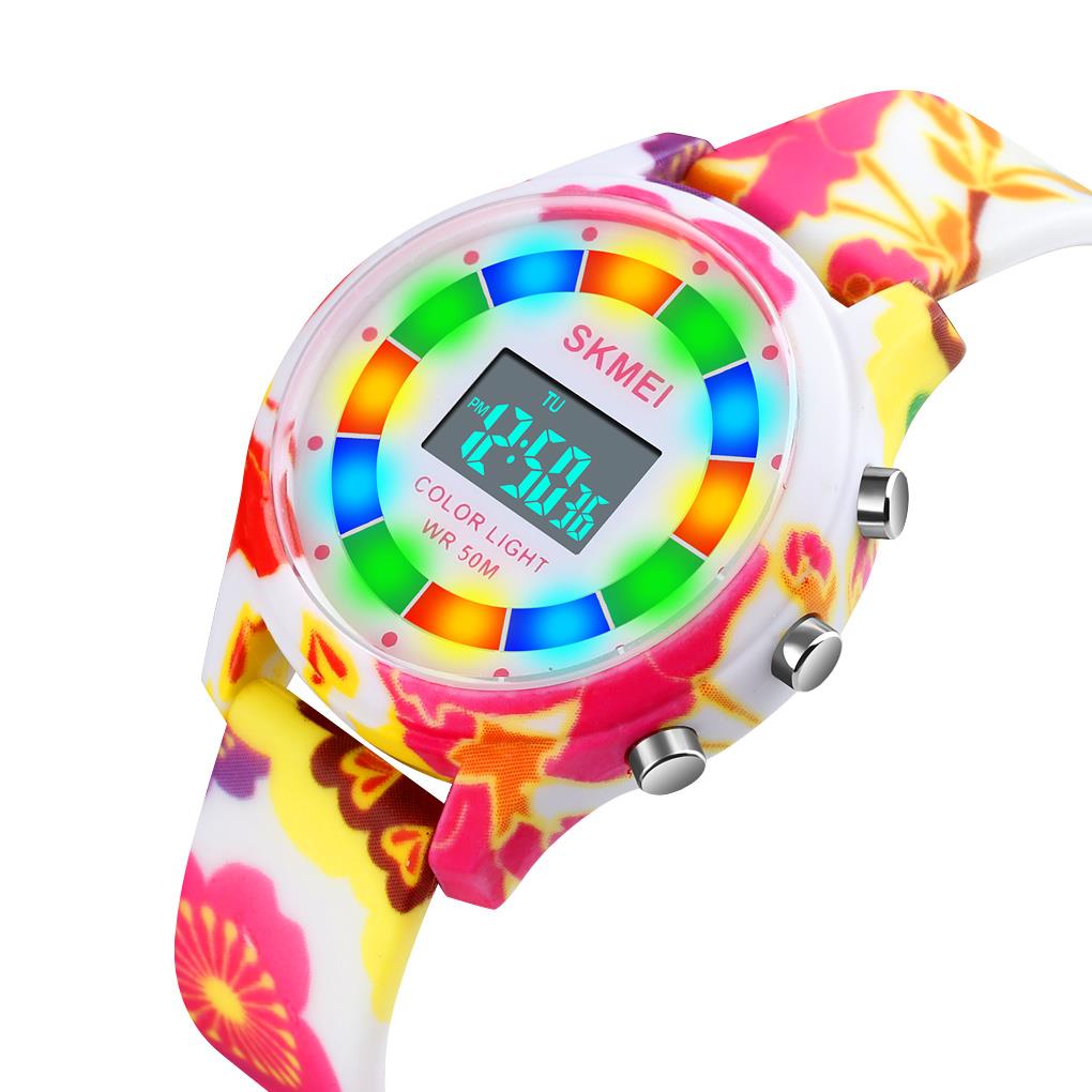 Childrens Digital Watch with Date and Flashing Lights - Fun Flower Design