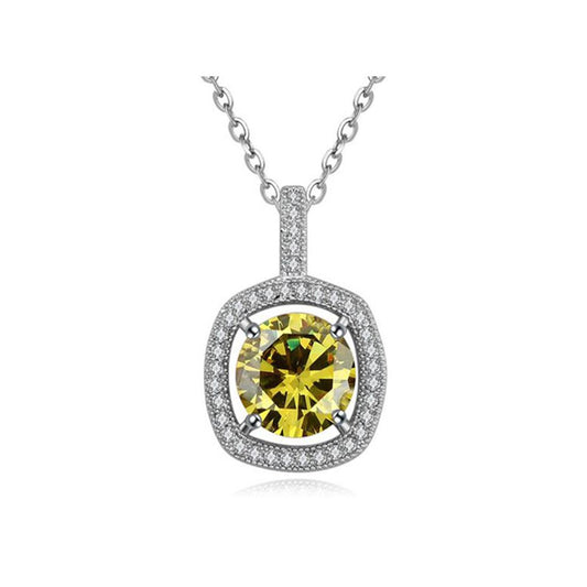 Women's Square Large Olive Crystal Stone Pendant Necklace Beautiful Accessory UK Seller