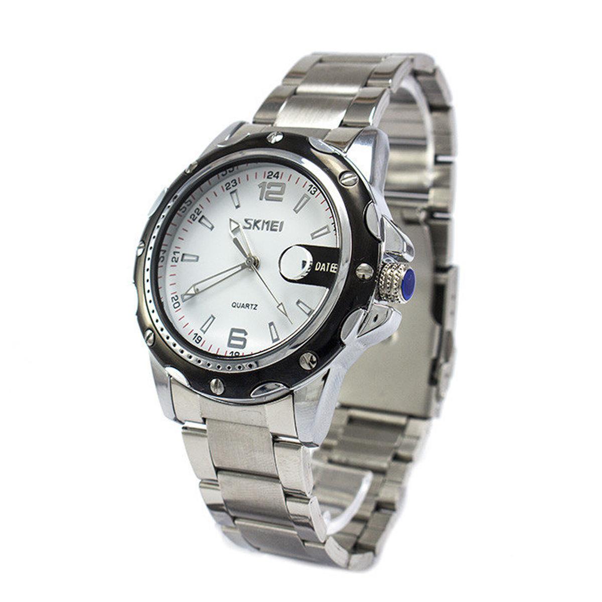 Skmei Mens Watch Stunning Analogue Watches Silver Stainless Steel Date SK0992 UK