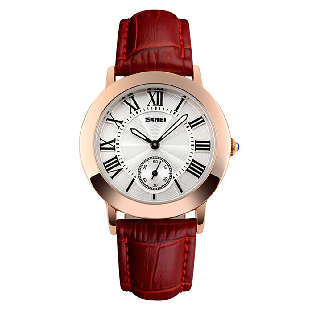 Skmei Beautiful Women's Ladies Watch Rose Gold Roman Numerals Genuine Leather Strap 1083R