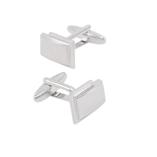 Charles William Classic Square Cufflinks Business Gift Jewelry Silver Tone Wedding Silver Stone