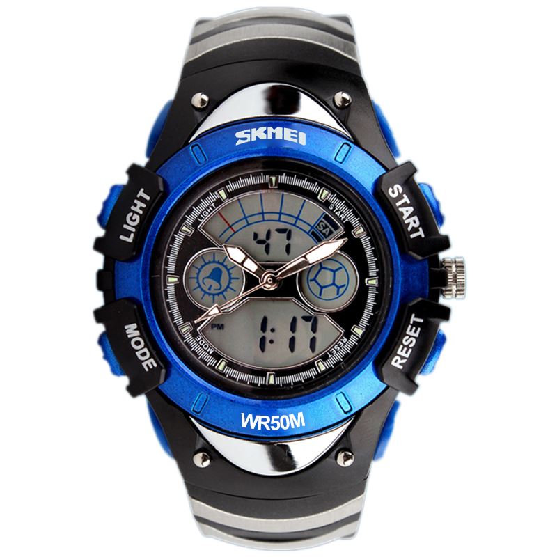 Skmei Kids Boys Blue Digital Watch 30m Water Resistant Dual Display Stopwatch Alarm Ages 5-13