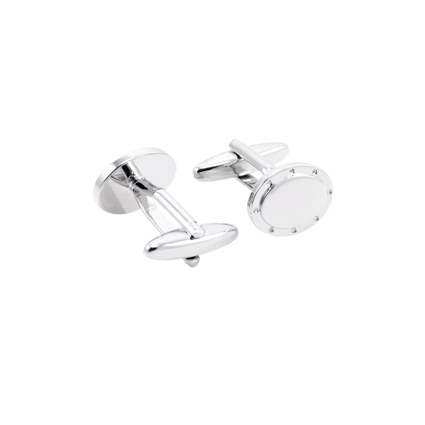 Charles William Oval Silver Cufflinks Shirt Sleeve White Stud Screw Button Cuff Link UK