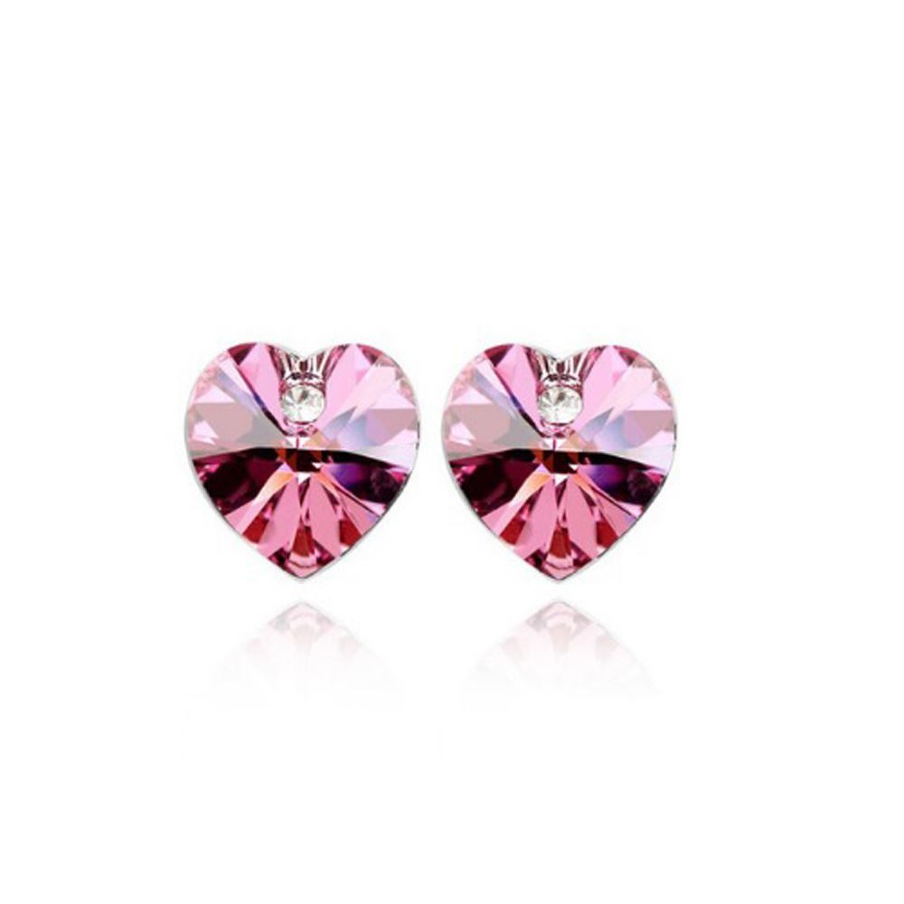 Austrian Elements Pink Heart Shaped Rhinestone Stud Earrings from Charles William