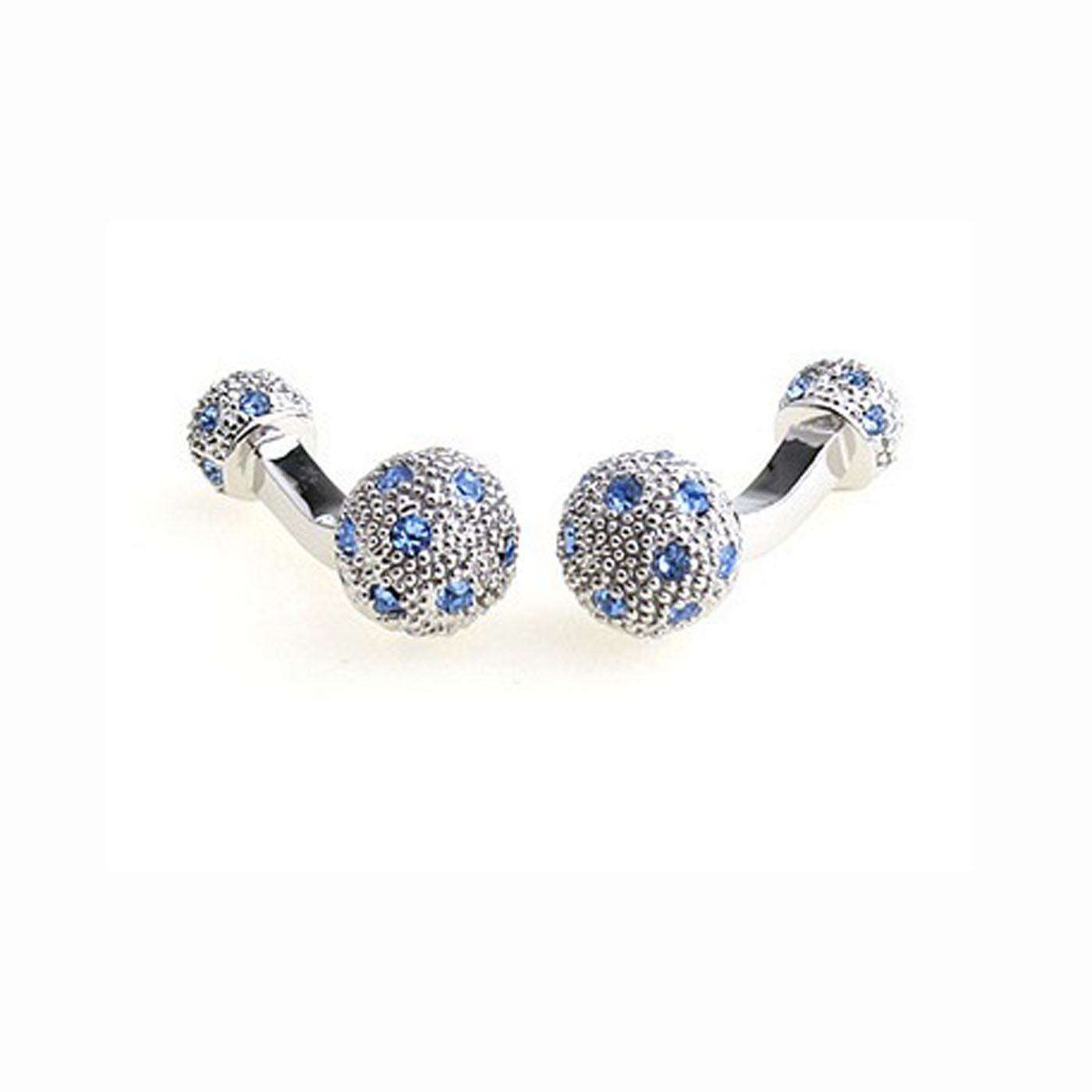 Charles William Mens Ladies Luxury Stud Cufflinks Blue Silver Ball Return Unique Gift Top Quality