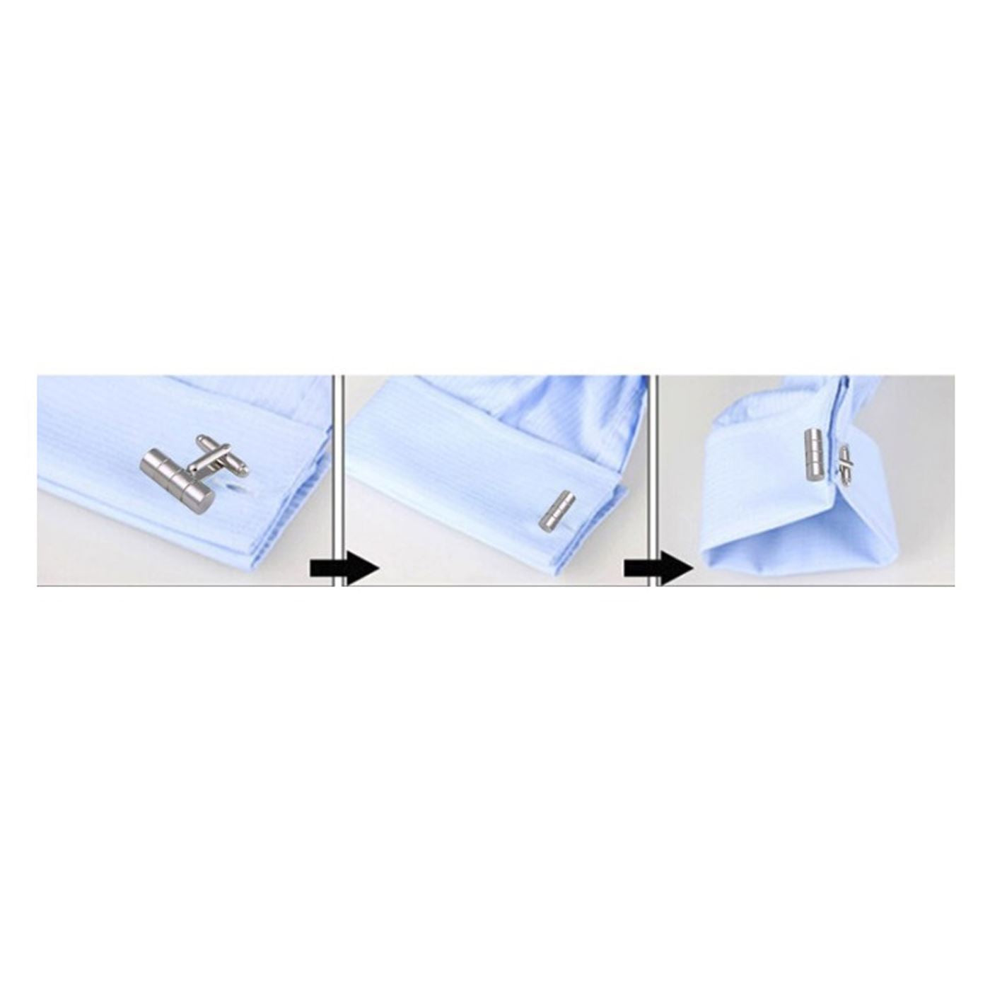 Charles William Elegant Silver Barrel Premium Round Cufflinks Smart Cylinder Shirt Button