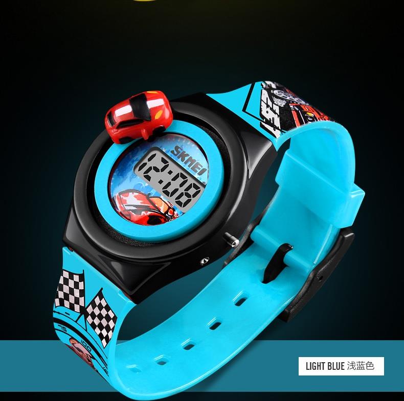 Skmei Childrens Kids Digital Watch Girls Boys Basic Simple Time And Date Revolving Car