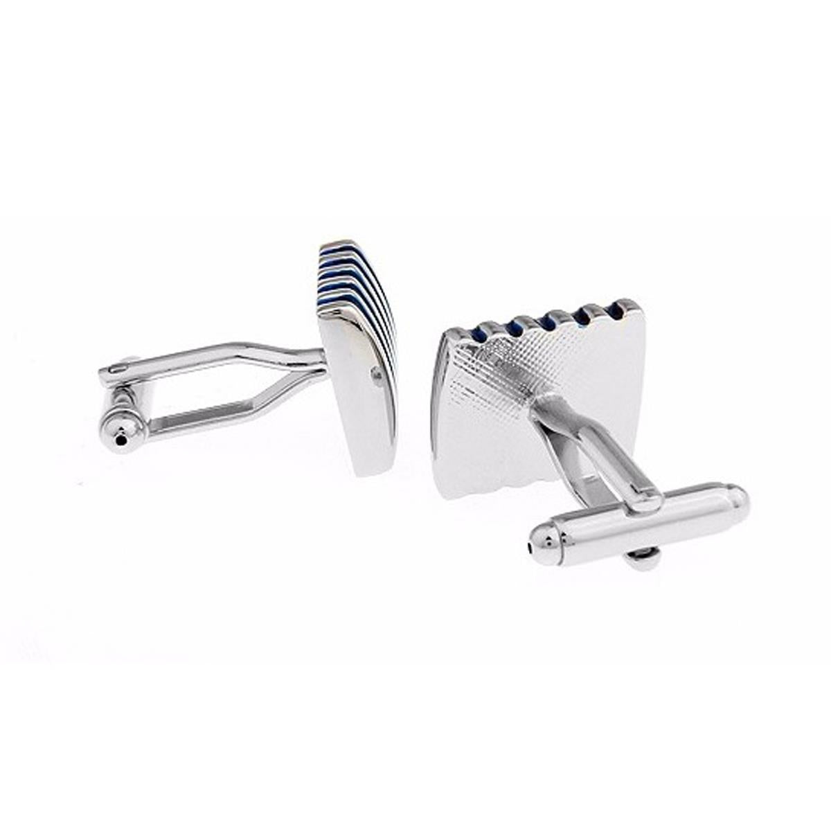 Charles William Premium Blue Silver Stripe Cufflinks Novelty Rectangle Shirt Cuff Links Fashion UK