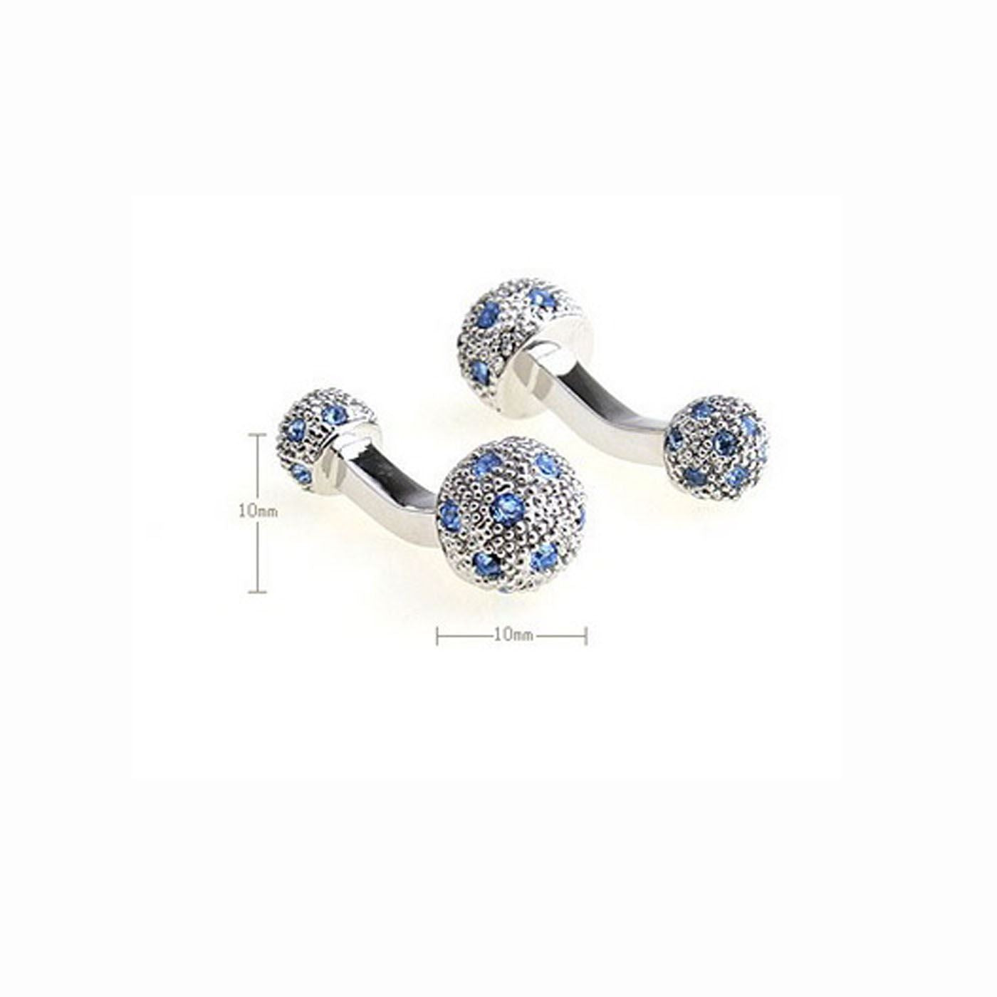 Charles William Mens Ladies Luxury Stud Cufflinks Blue Silver Ball Return Unique Gift Top Quality