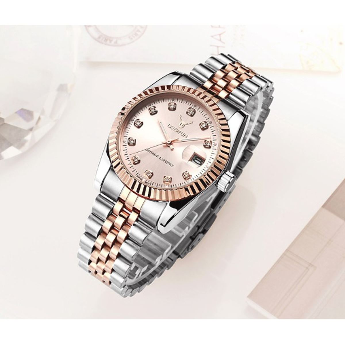 Deerfun Ladies Watch Rose Gold Silver Women Woman Smart Watches Two Tone Gold