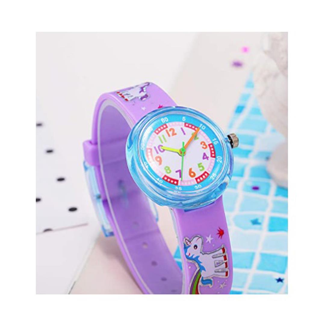 Cute Kids Purple Unicorn Girls Children Animal Zoo Numbers Child Girl Watch Easy Time UK