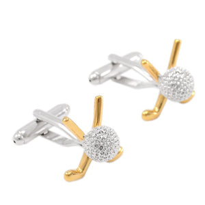 Charles William Sports Silver & Gold Golf Clubs Cufflinks