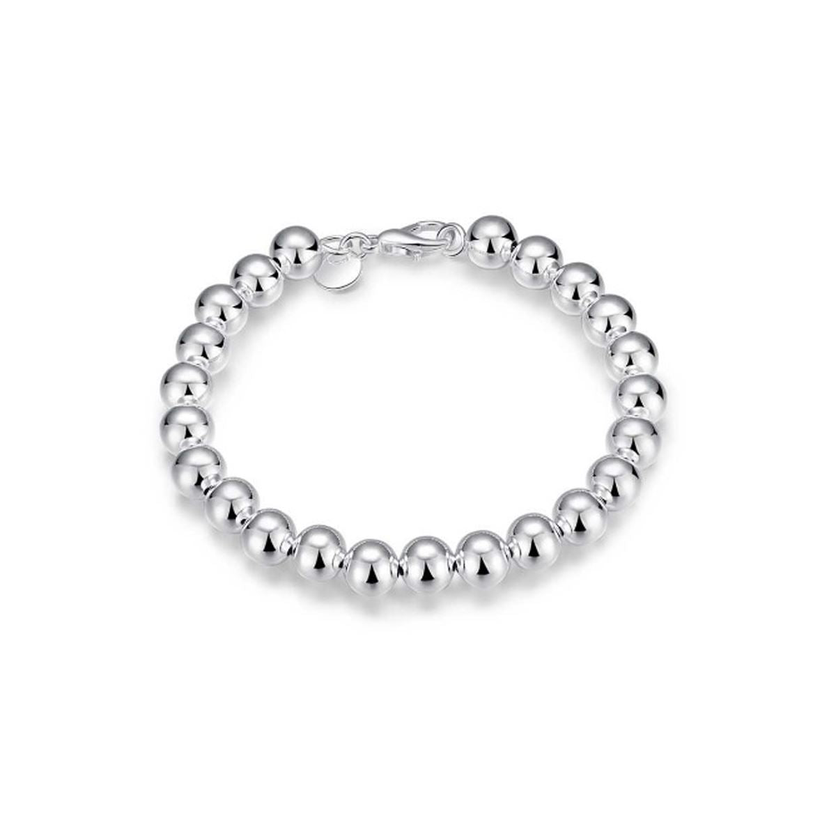 Women's Ladies Small Beads Ball Silver Plated Bracelet Bangle Gift UK BG1724