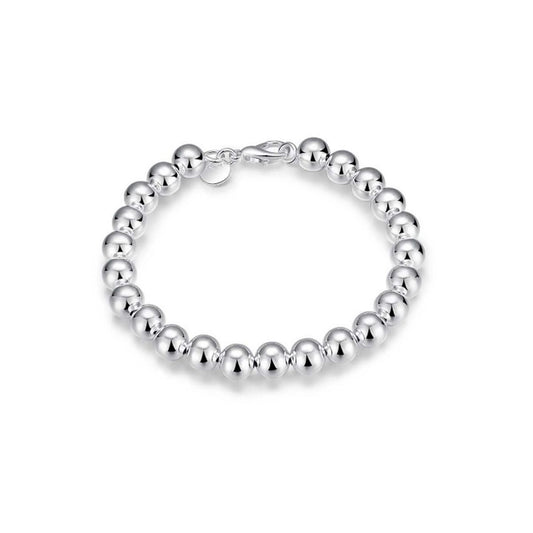 Women's Ladies Small Beads Ball Silver Plated Bracelet Bangle Gift UK BG1724