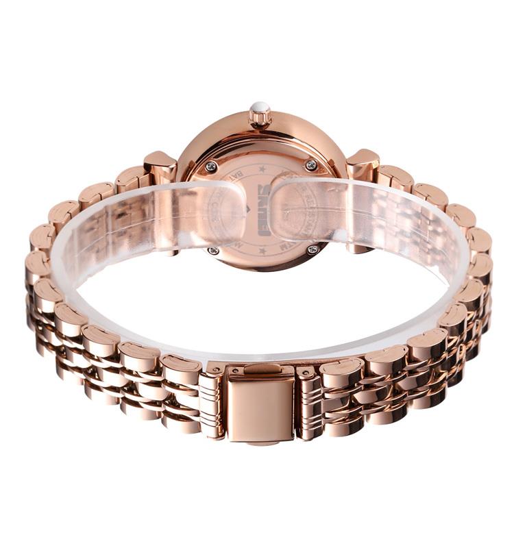 Skmei Women's Watch Rose Gold Classic Sparkle Clear Dial Crystal Stones Stainless Steel Strap