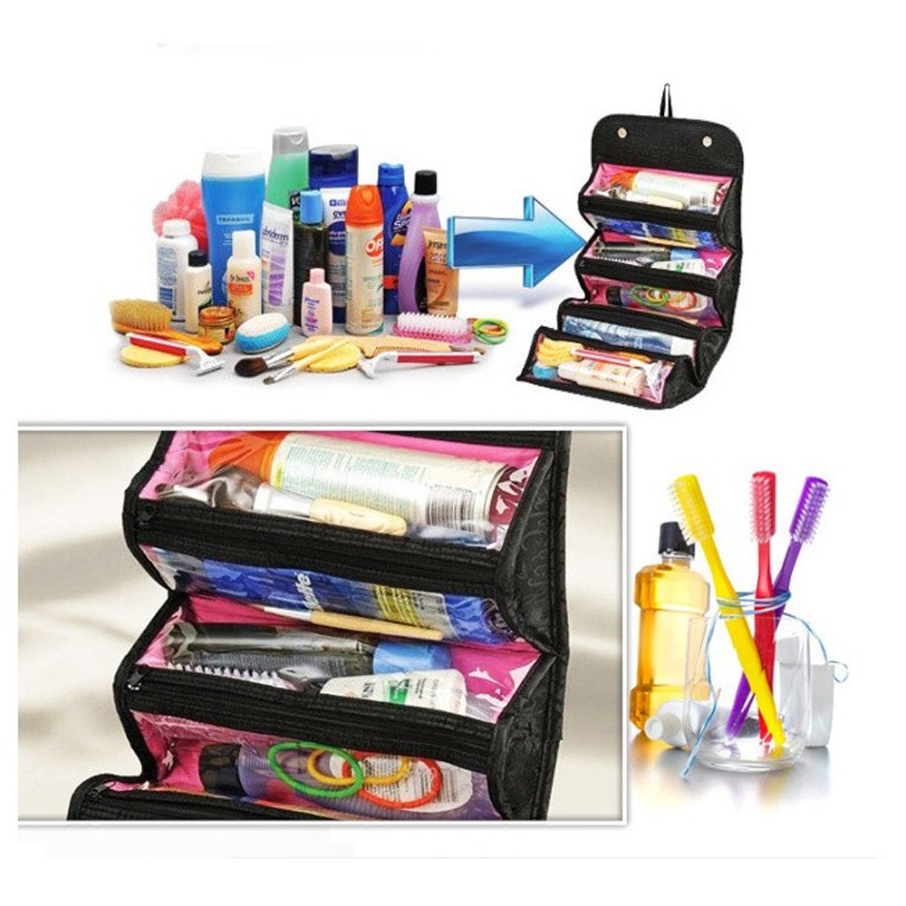 Travel Cosmetic Make up Toiletry Case Bag Wash Organiser Pouch Button Close