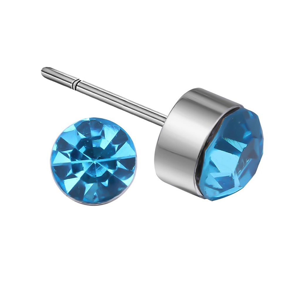 Women's Girls Small Crystal Stud Earrings Jewellery Sky Blue (Available in 9 Colours) UK Seller