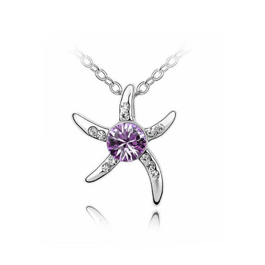 Women's Silver Starfish Necklace Purple Jewellery from Charles William