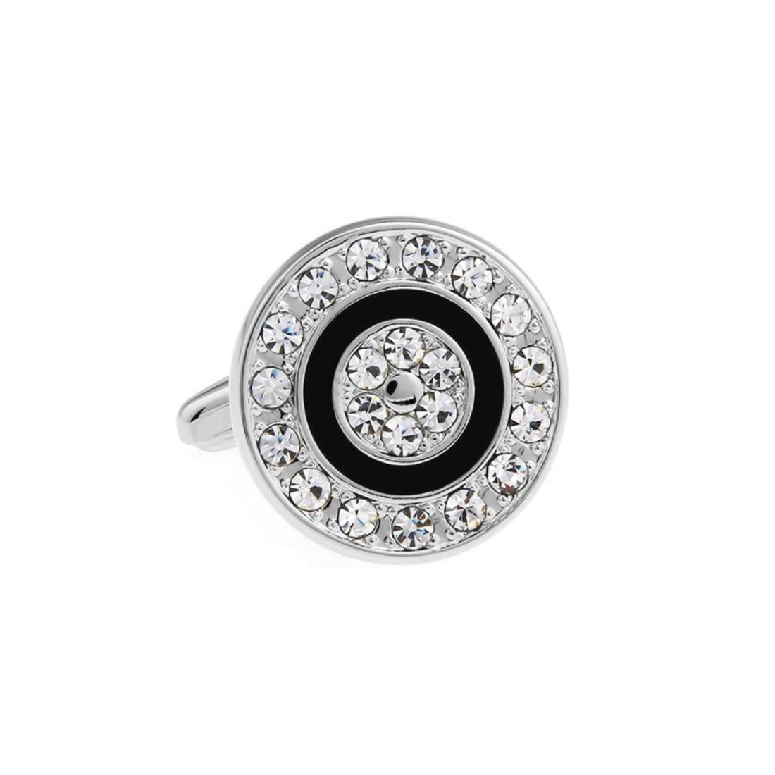 Charles William Mens Ladies Cufflinks Exclusive Black Circle Round Diamond Unique Gift Top Quality