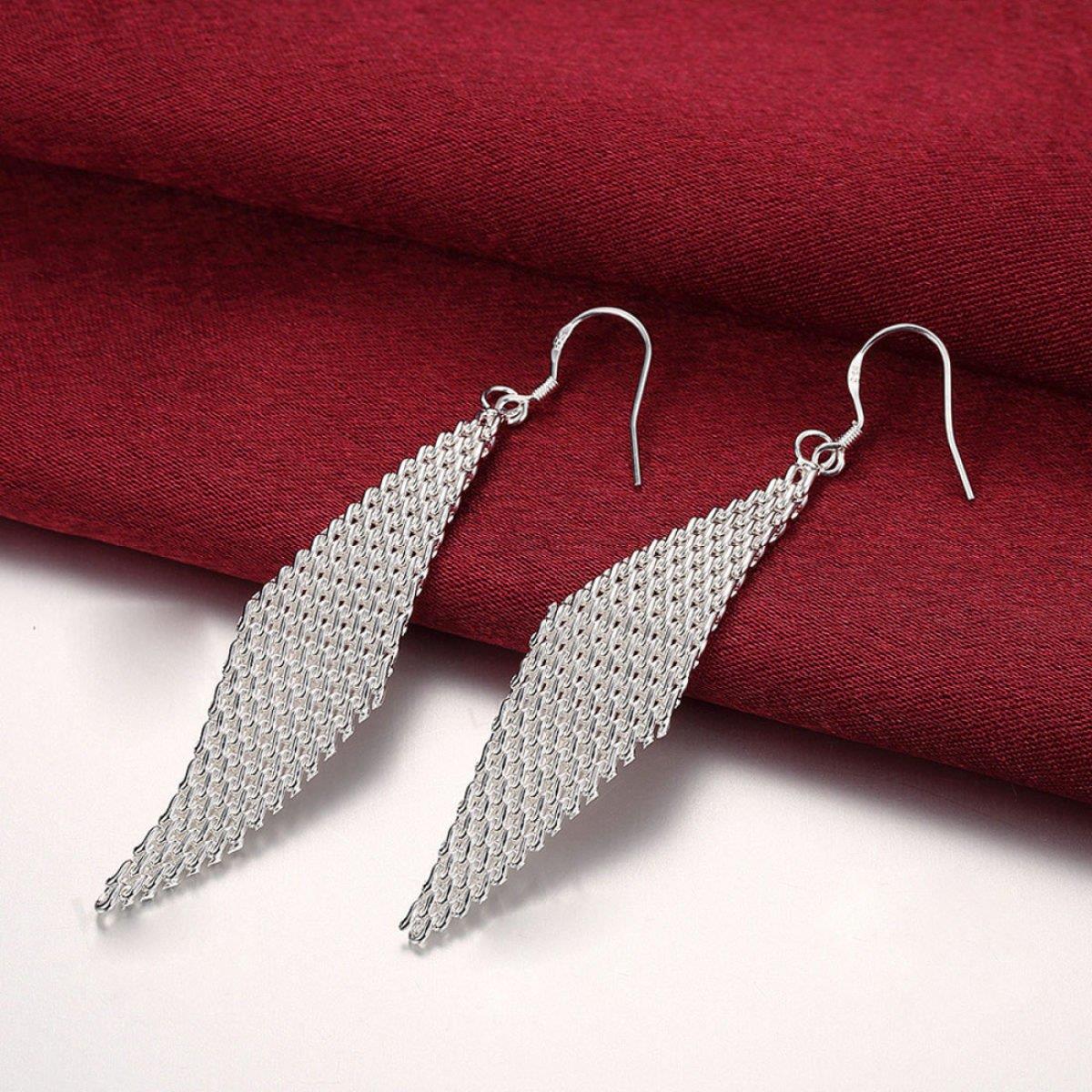 Charles William Women's Girl's Statement Silver Plated Diamond Shape Mesh Earrings