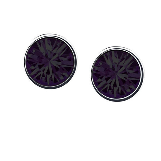 Girls Small Stud Earrings Jewellery Dark Purple from Charles William