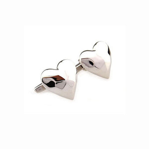 Charles William Silver Heart Love Cufflinks Ridged