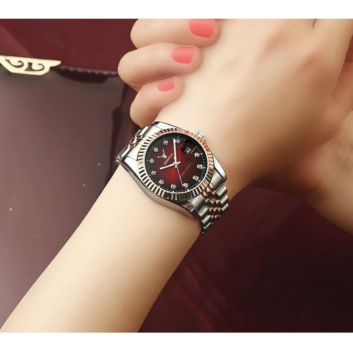 Deerfun Ladies Watch Gold Silver Women Woman Smart Watches Two Tone Red