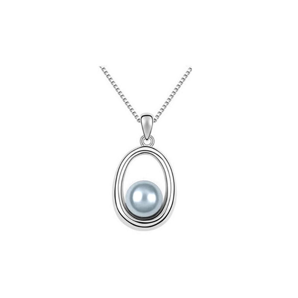 Beautiful Pearl Style Pendant Necklace Silver Stone Jewellery Gift BG1612