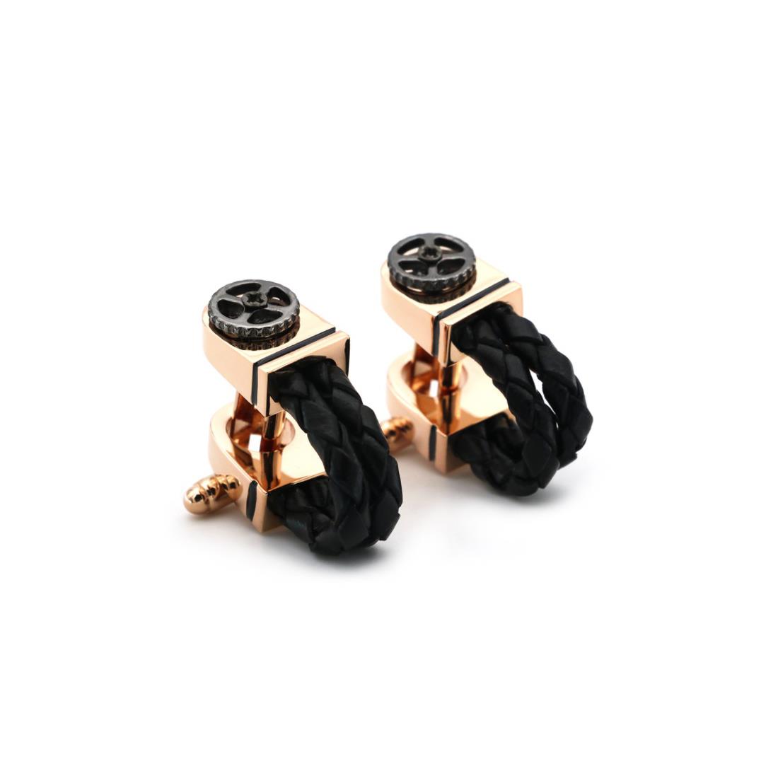 Charles William remium Rose Gold Cufflinks Novelty Loop Round Shirt Cuff Links