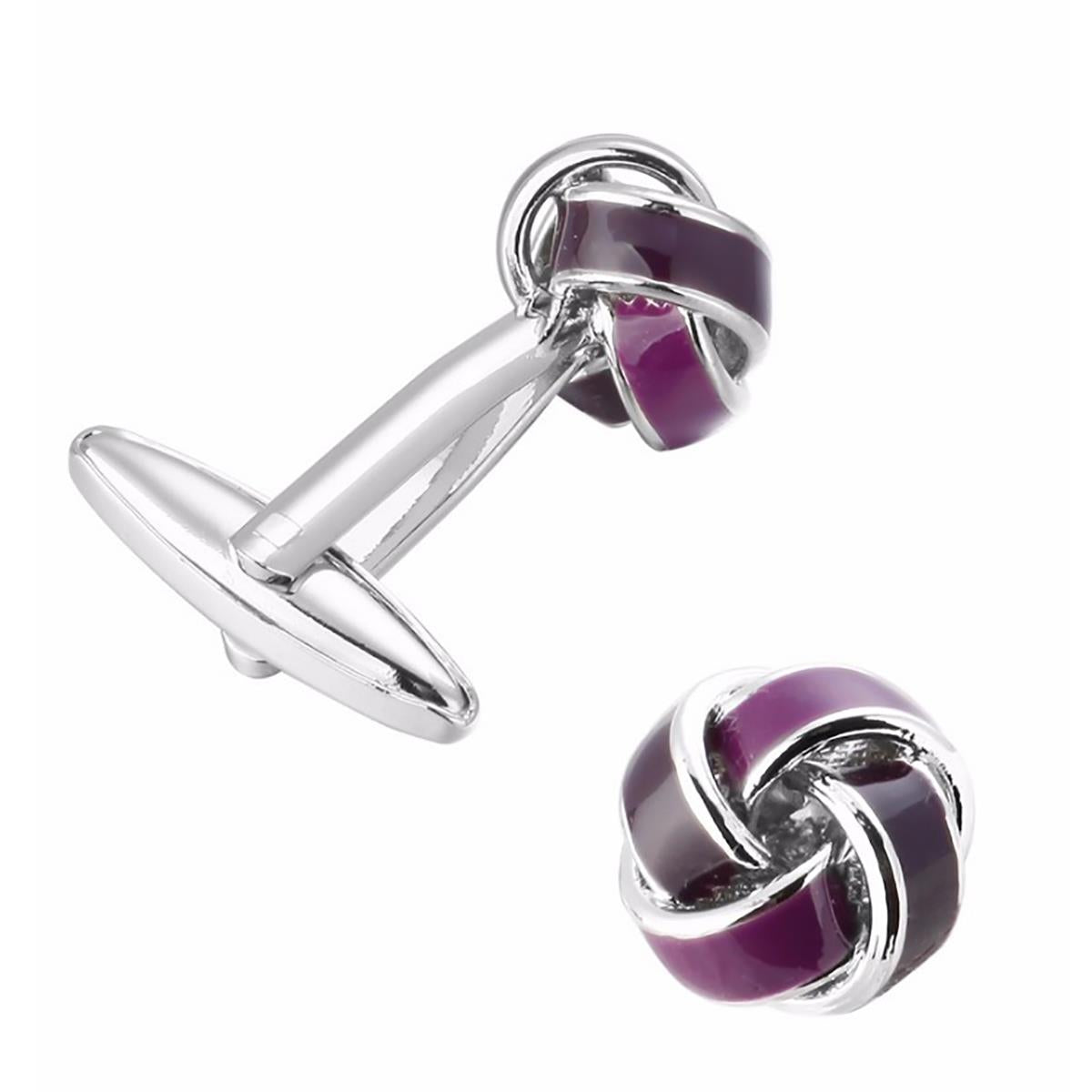 Charles William Luxury Shirt Cufflinks Silver and Purple Knot