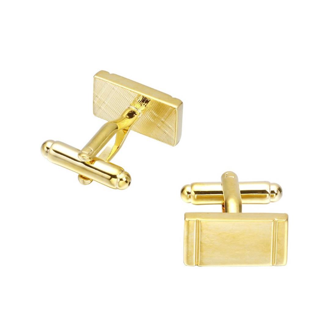 Charles William Classy Gold Cufflinks Rectangle Shape Premium Quality Free Pouch