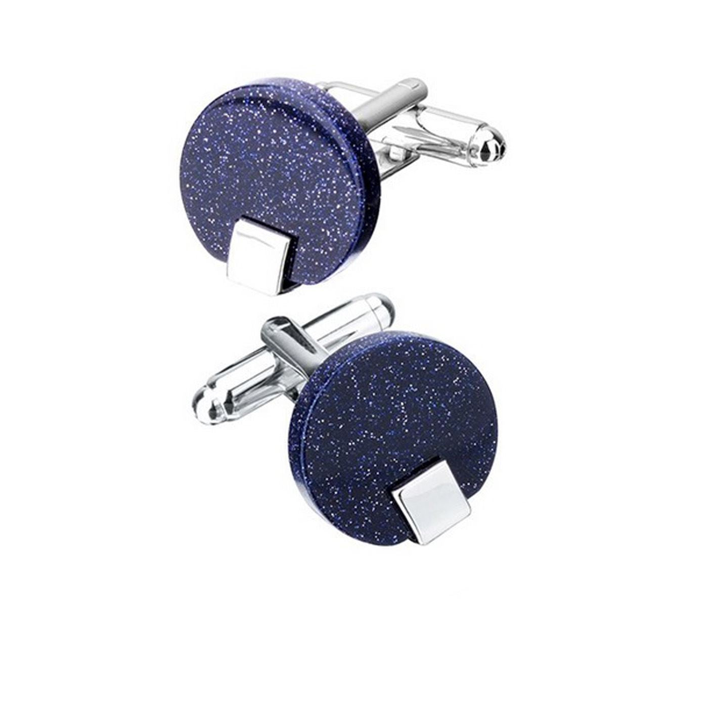 Charles William Smart Sparkly Glitter Blue Silver Cufflinks Round Business Fashion Shirt UK