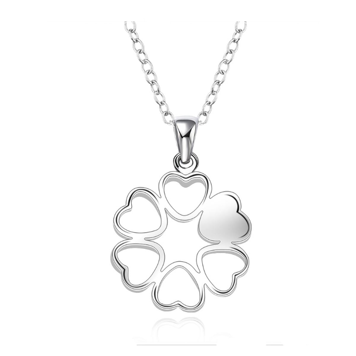 Women's Ladies Love Heart Necklace Silver Plated Flower Shape Christmas Gift Present BG1732