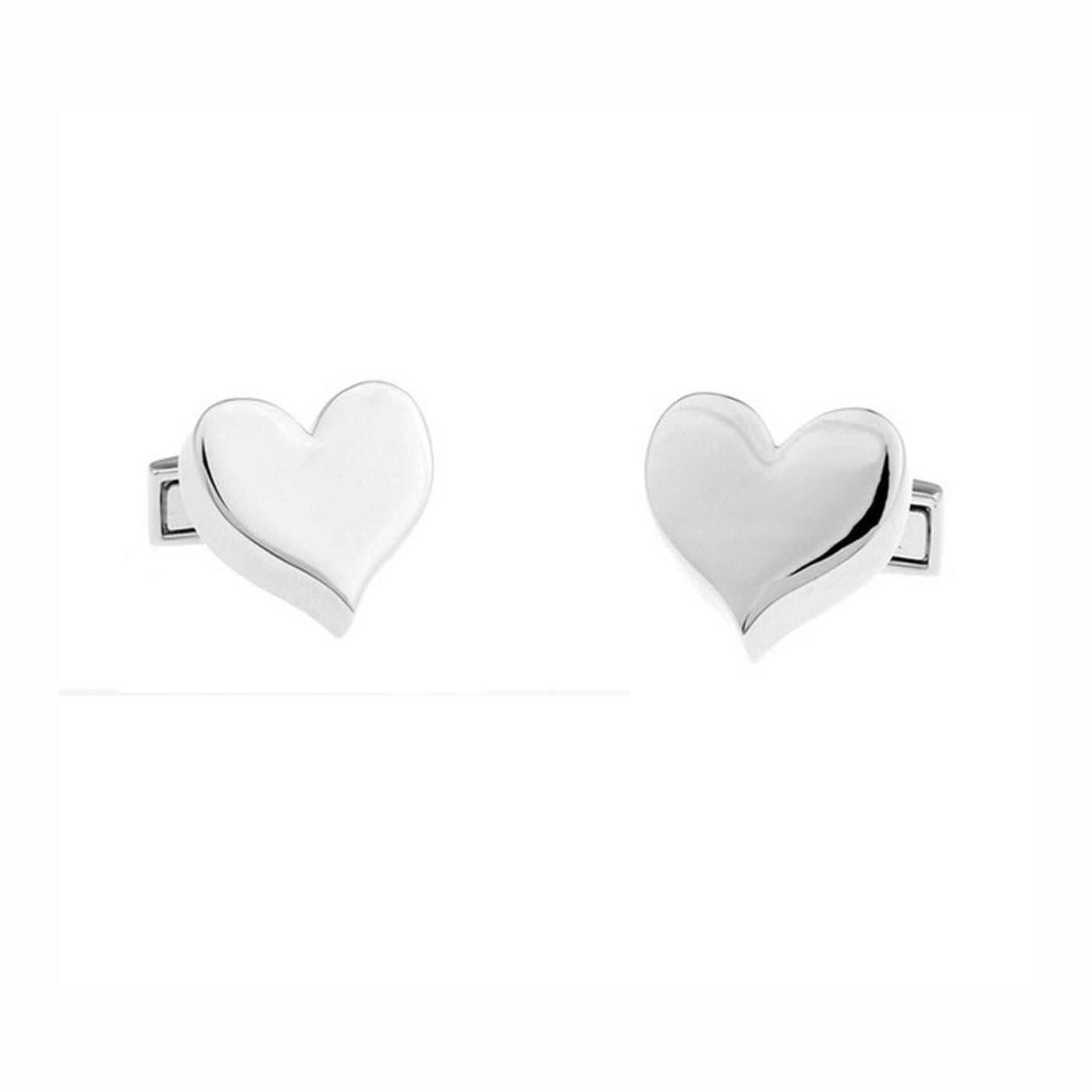 Charles William Heart Cufflinks Silver Smooth Feel