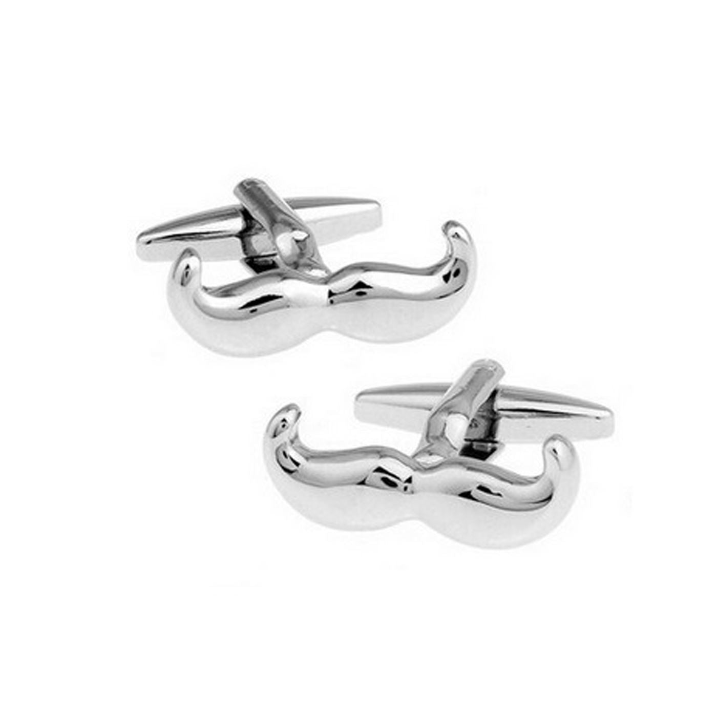 Charles William Funny Moustache Beard Party Novelty Silver Cufflinks Wedding Gift Smart Fashion UK