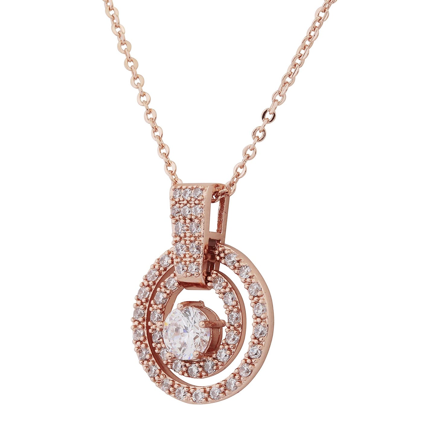 Women's Round Sun Circular Pendant Necklace Crystal Elements Rose Gold UK