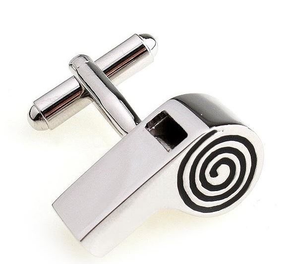 Charles William Whistle Referee Sports Cufflinks Silver Tone PE Teacher Coach Gift UK