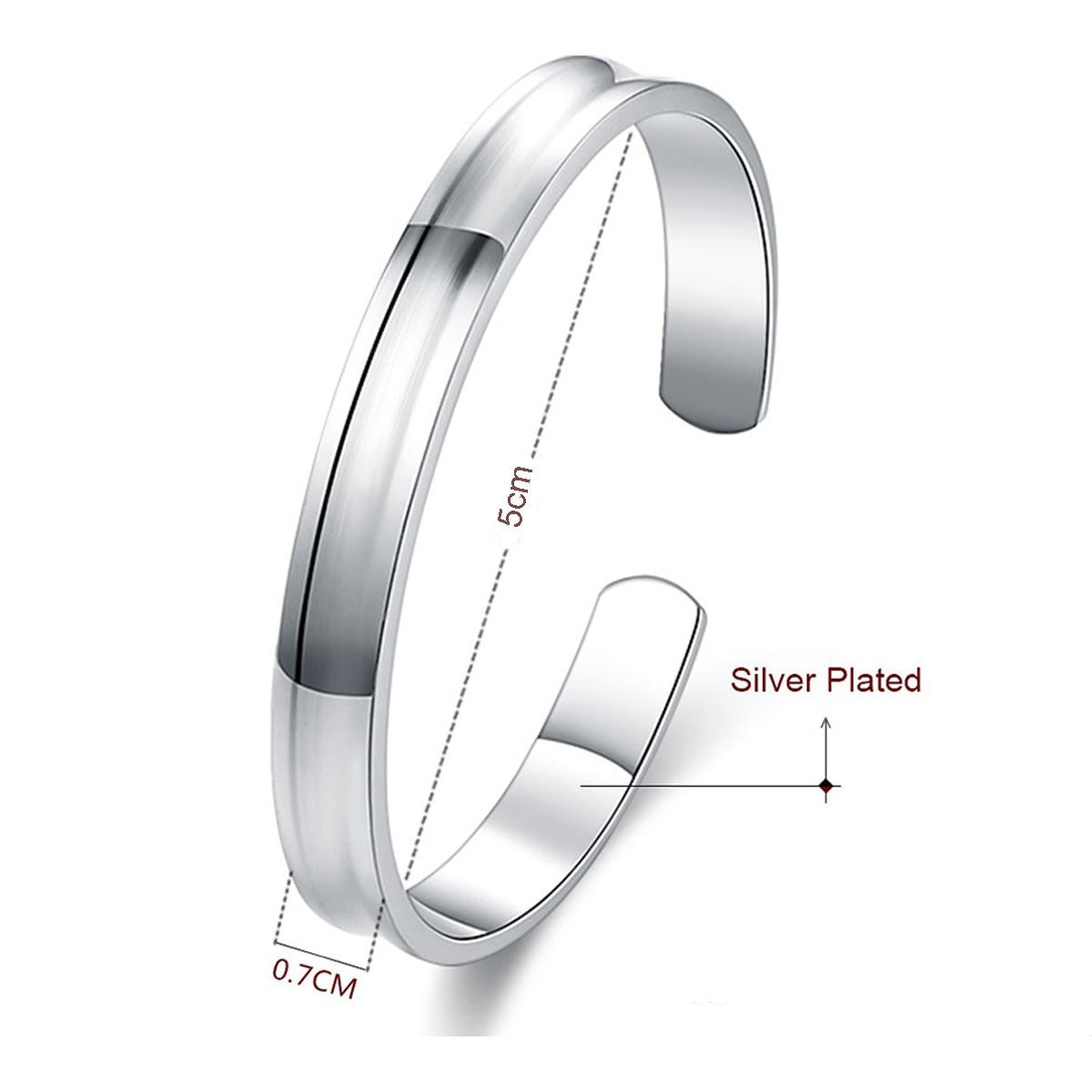 Women's Ladies Silver Plated Bangle Plain Round Flat Bracelets Christmas Gift Present