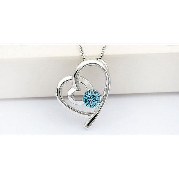 Sky Blue Silver Love Heart Themed Jewellery Necklace Bracelet & Earrings Set BGCW53