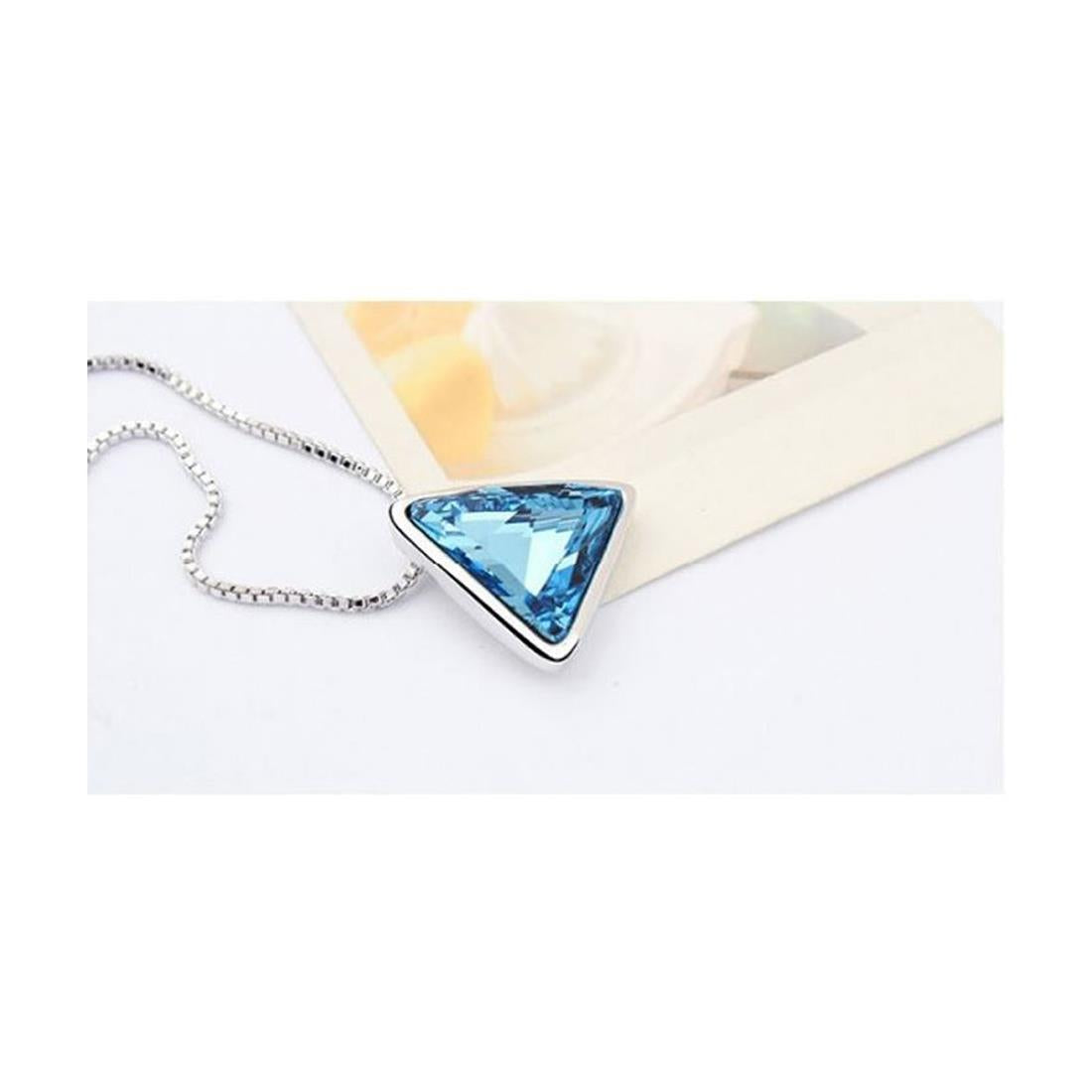 Women's Ladies Girls Triangle Pendant Necklace Sky Blue Stone Encrusted Mix & Match Jewellery UK Seller